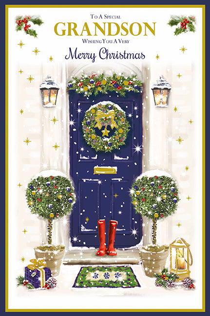 Heart Christmas Grandson Card