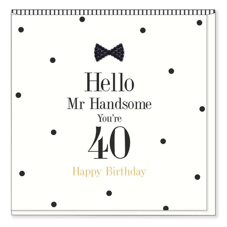 Hearts Designs Black Tie 40 Birthday Card