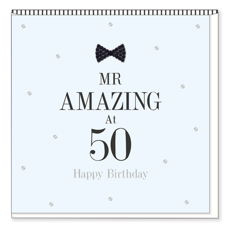 Hearts Designs Black Tie 50 Birthday Card