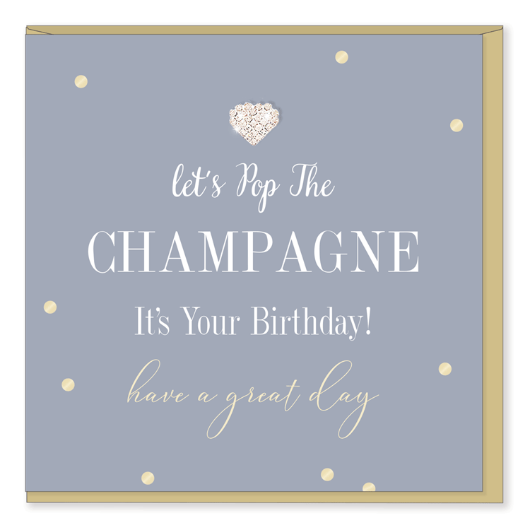 Hearts Designs Birthday Champagne Card