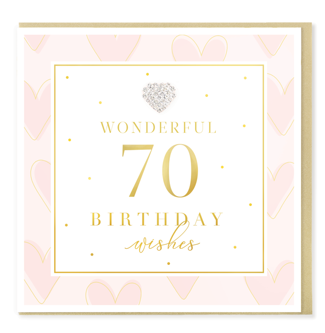Hearts Designs 70 Wonderful Birthday Card