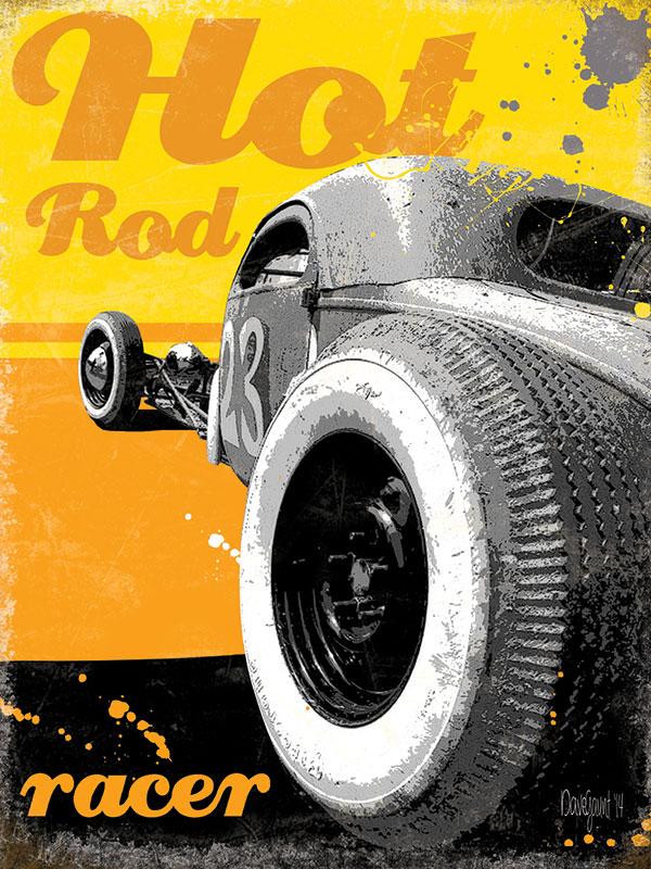 Vintage Small Sign Hot Rod Racer