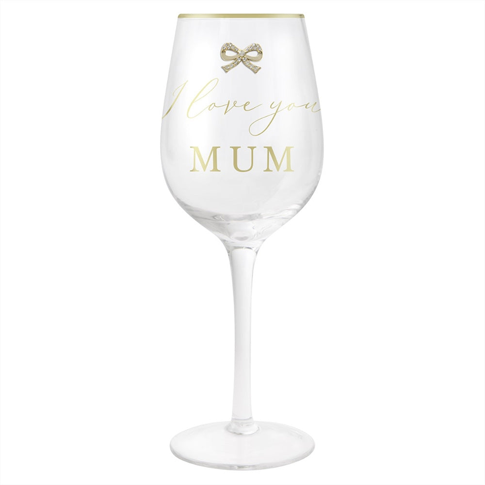 Hearts Designs I Love You Mum Wine Glass