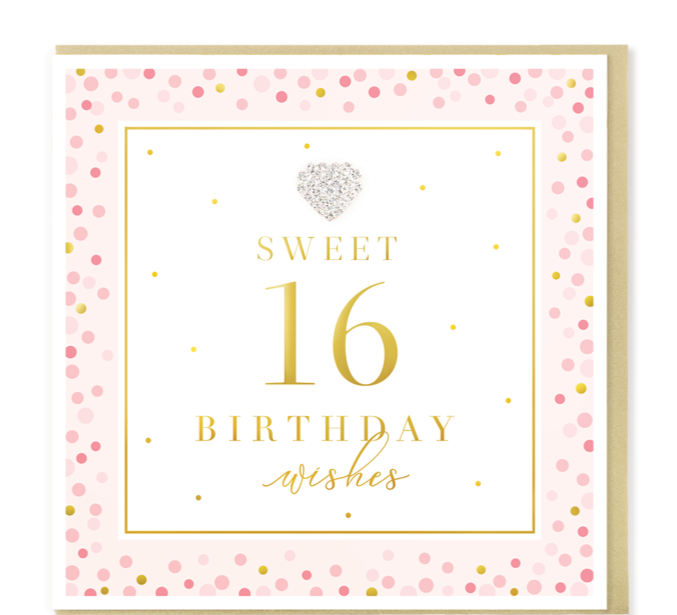 Hearts Designs Sweet 16 Birthday Card