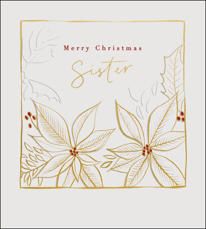 Merry Christmas Sister Poinsettia Small Card