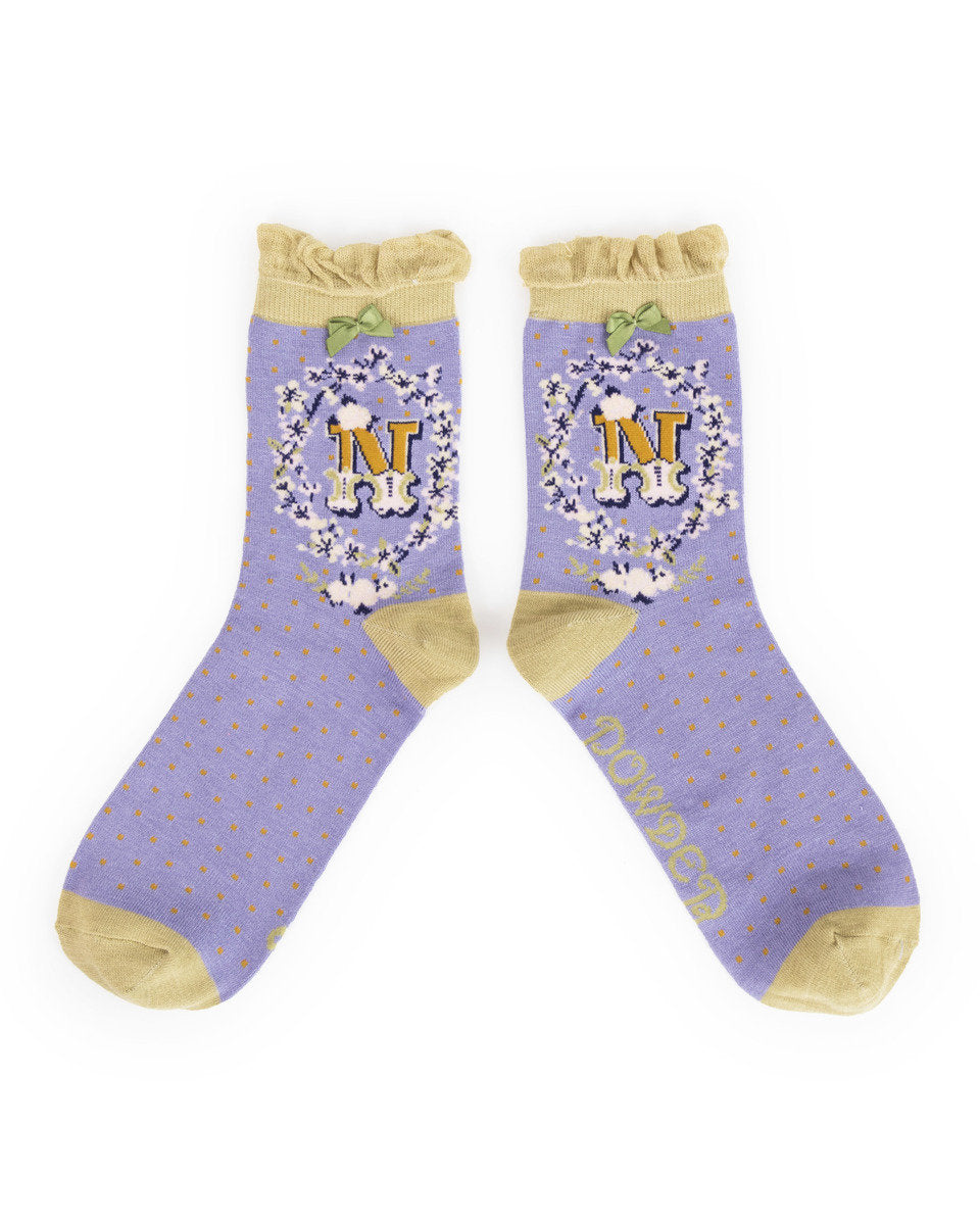 Powder Initial Socks Letter N