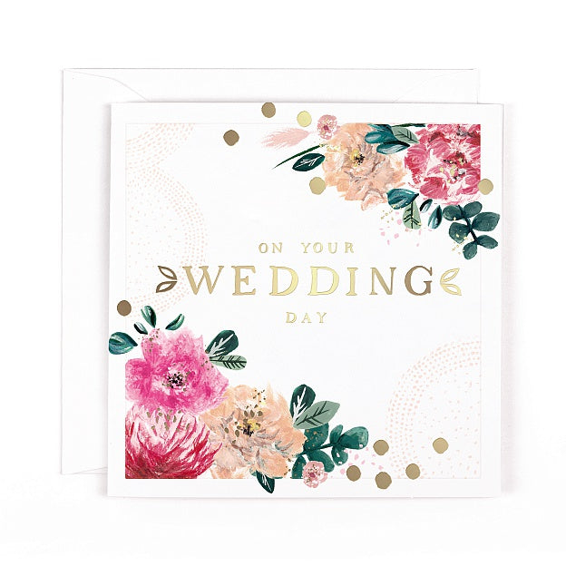 Oh Dotty Wedding Day Floral Card