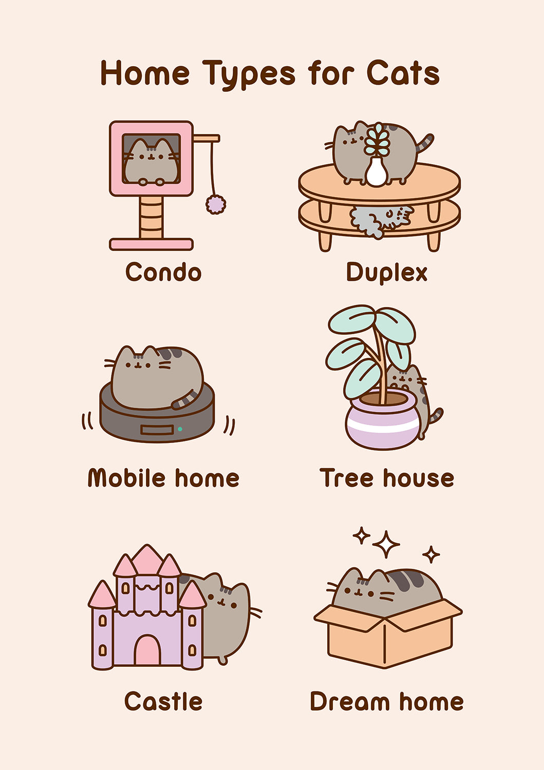 Pusheen Home Types For Cats Card