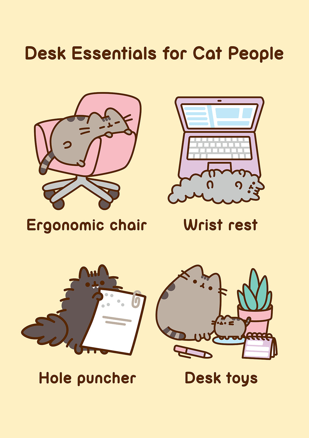 Pusheen Desk Essentials For Cat People Card