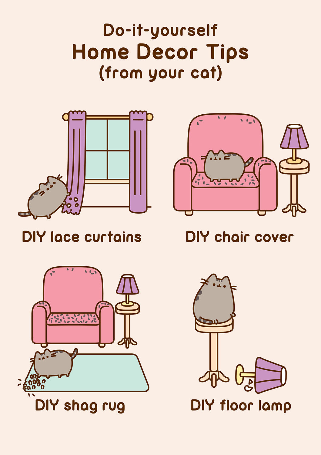 Pusheen Home Decor Tips Card