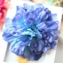 Load image into Gallery viewer, Peony Flower Hair Clip Blue Tones
