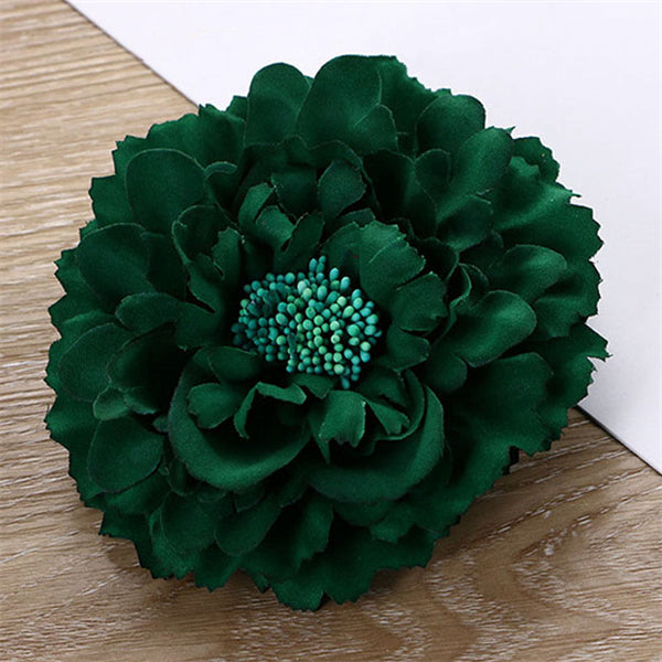 Peony Flower Hair Clip Green