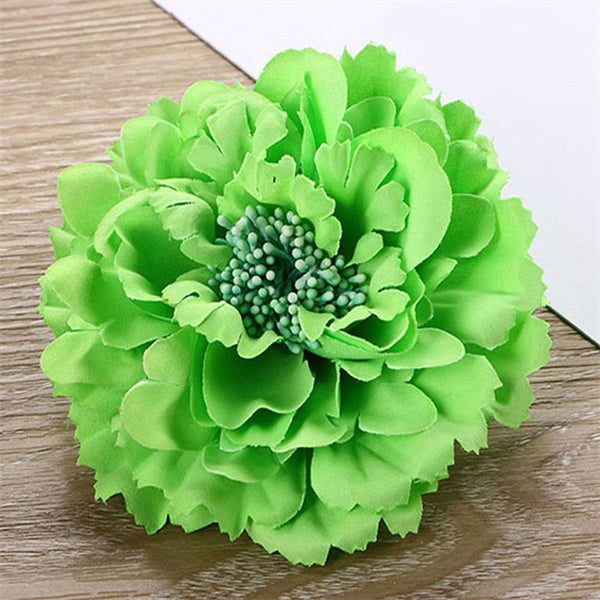 Peony Flower Hair Clip Lime