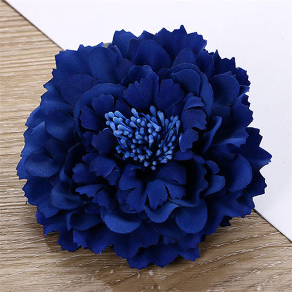 Peony Flower Hair Clip Royal Blue