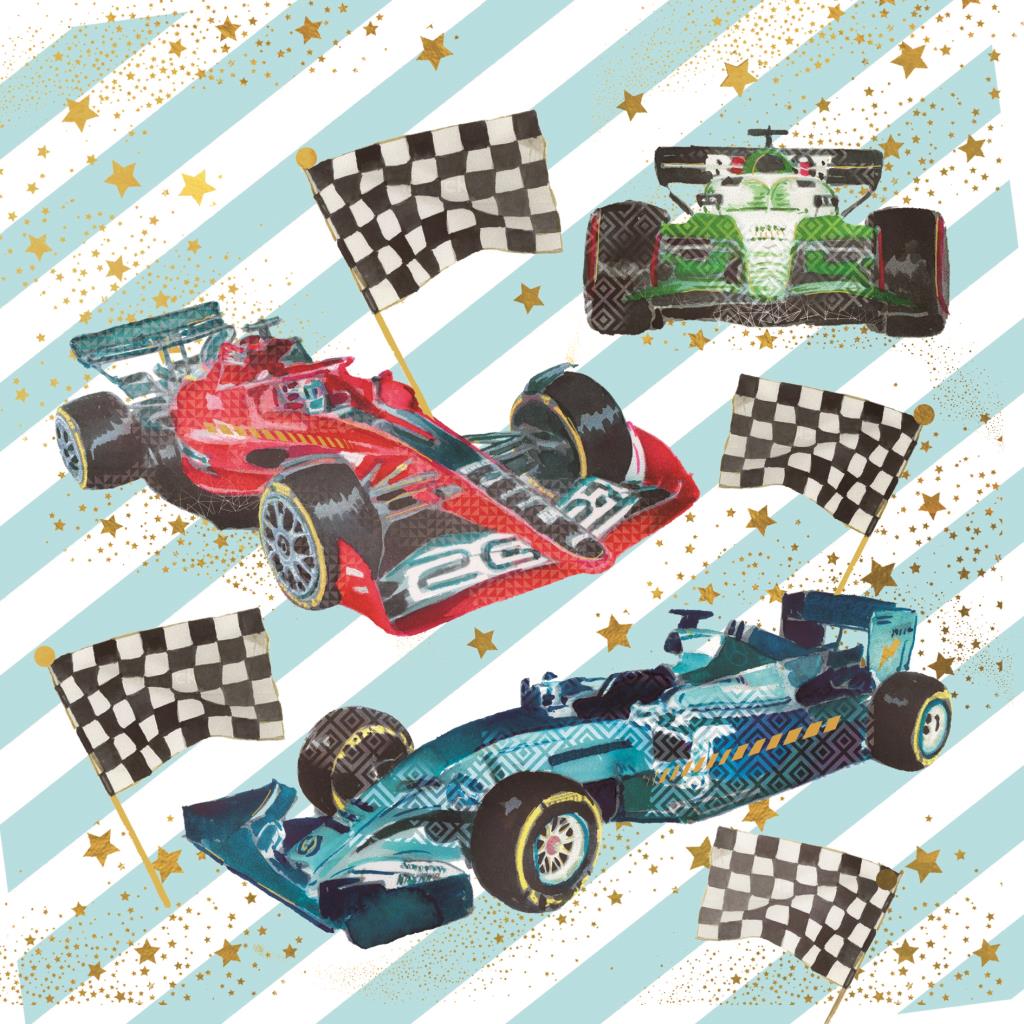 Pizazz Formula One Cars Birthday Card