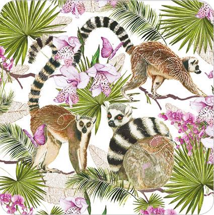 Pizazz Glitter Tropical Lemurs Card