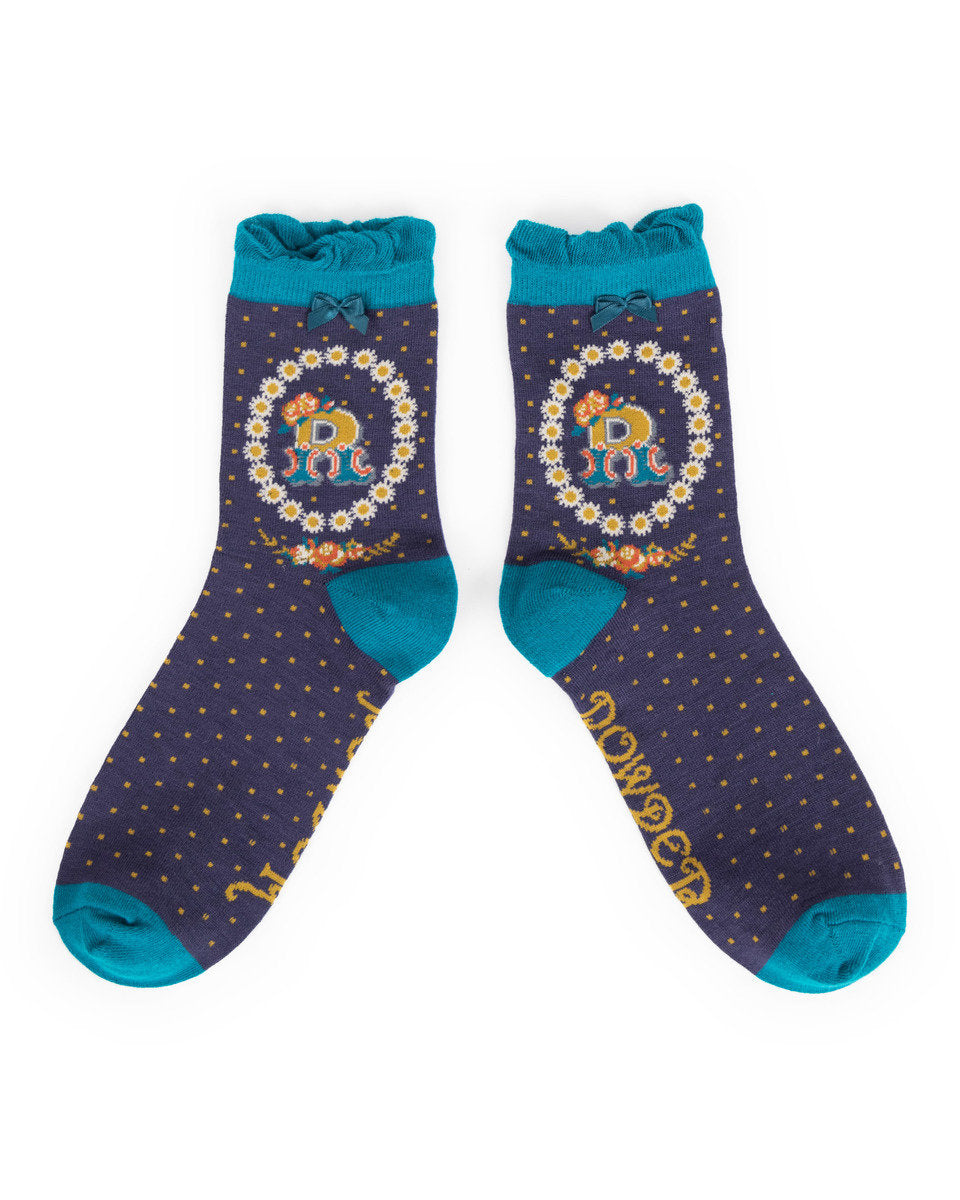 Powder Initial Socks Letter R