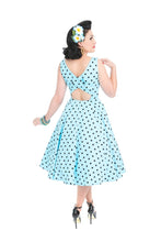 Load image into Gallery viewer, Rhiannon Polka Dot Aqua Swing Dress SIZE 16
