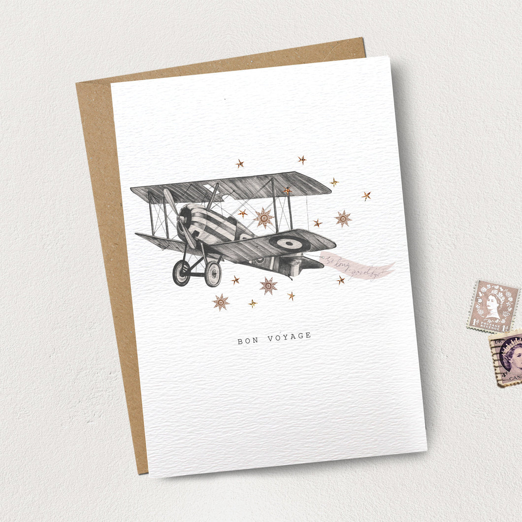 Romantiques Bon Voyage Biplane Card