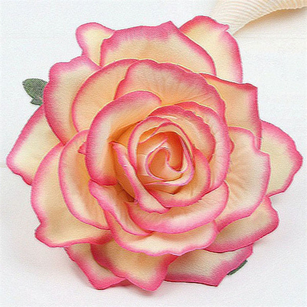 Rose Flower Hair Clip Cream & Pink