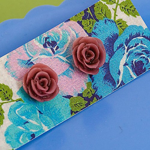 Resin Rose Earrings Grape