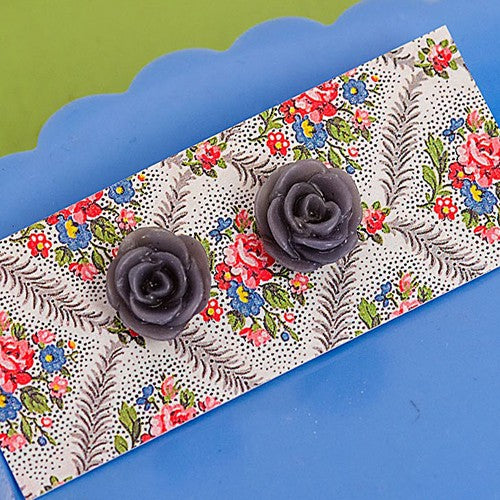 Resin Rose Earrings Grey