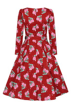Load image into Gallery viewer, Ruby Red Floral Swing Dress
