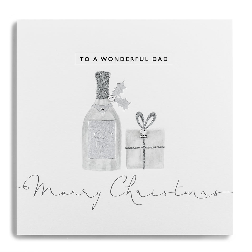 Silver Leaf Merry Christmas Wonderful Dad Card