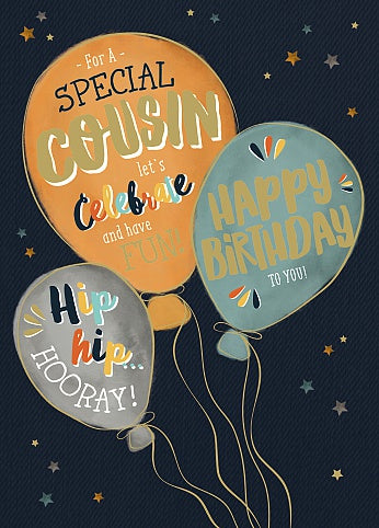 Wishing Well Cousin Balloons Birthday Card