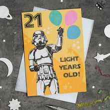 Load image into Gallery viewer, Star Wars Stormtrooper 21 Light Years Old Card
