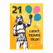 Load image into Gallery viewer, Star Wars Stormtrooper 21 Light Years Old Card

