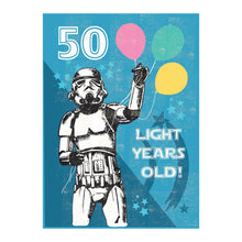 Load image into Gallery viewer, Star Wars Stormtrooper 50 Light Years Old Card

