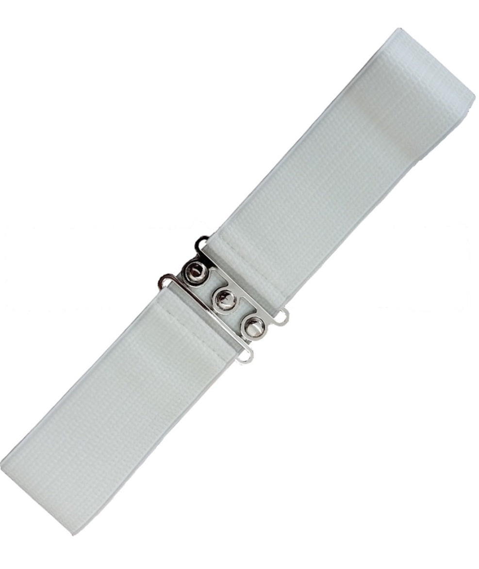 Vintage Style Stretch Belt White