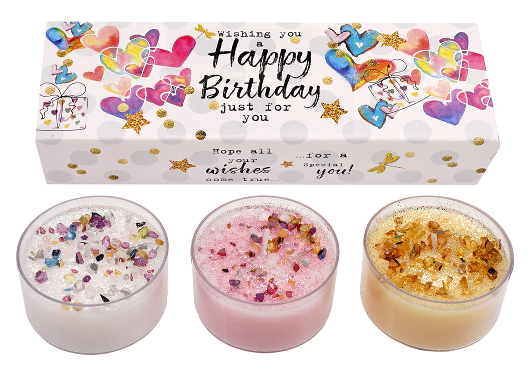 Just Because Tea Light Trio Happy Birthday