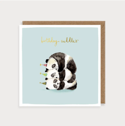 Watercolour Birthday Cuddles Pandas Card