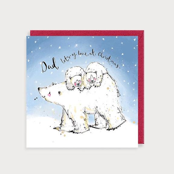 Watercolour Christmas Dad Polar Bears Card