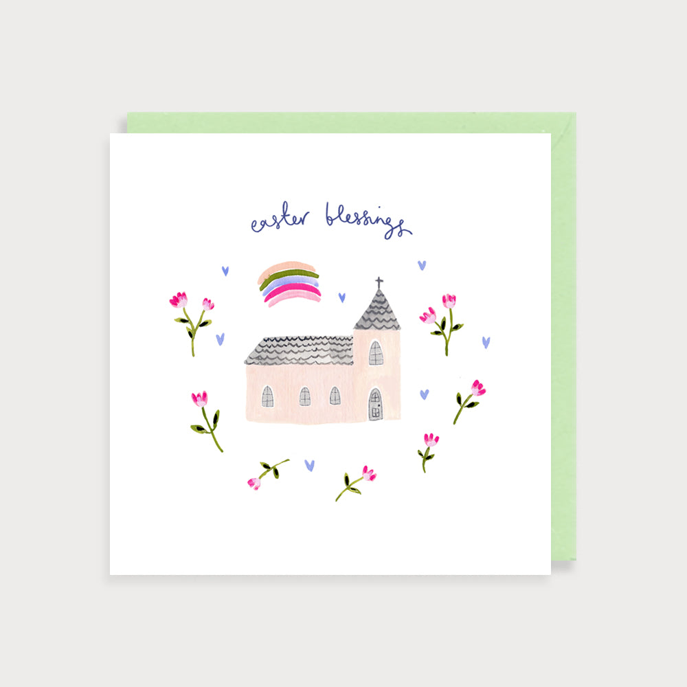 Watercolour Easter Blessings Church Card
