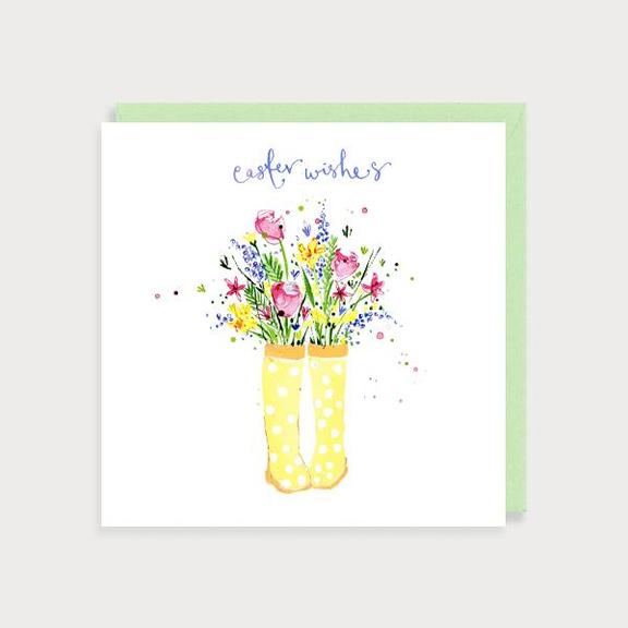 Watercolour Easter Wishes Wellies Card