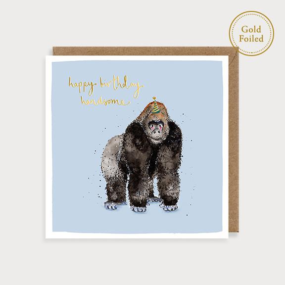 Watercolour Happy Birthday Handsome Gorilla Card