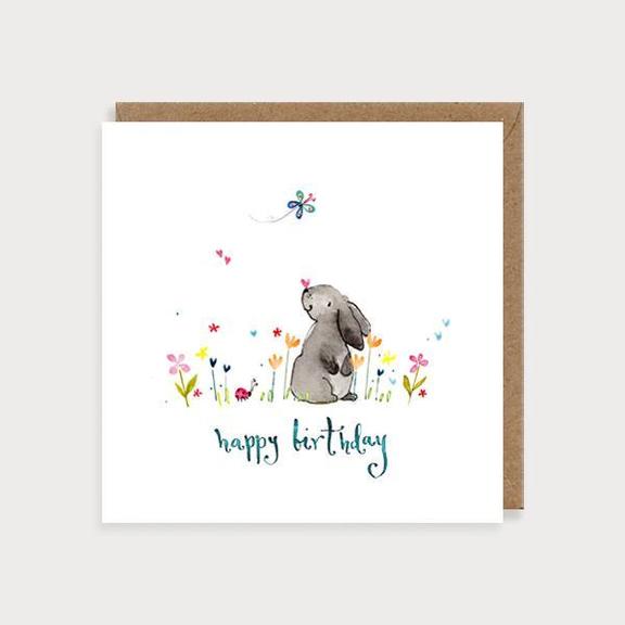 Watercolour Happy Birthday Rabbit Card
