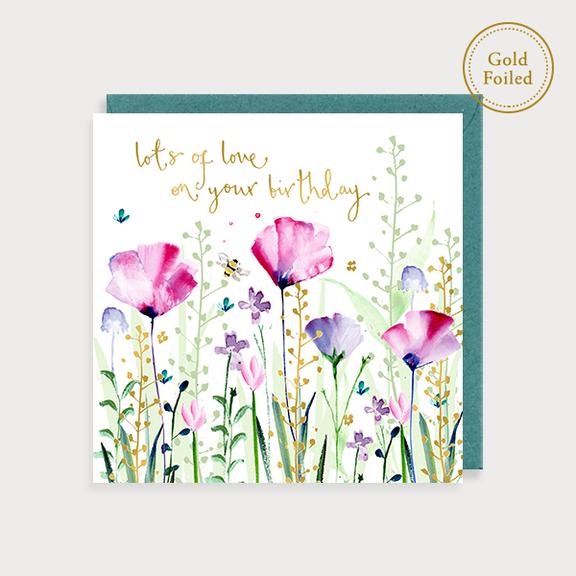 Blooming Wonderful Lots Of Love On Your Birthday Poppies Card