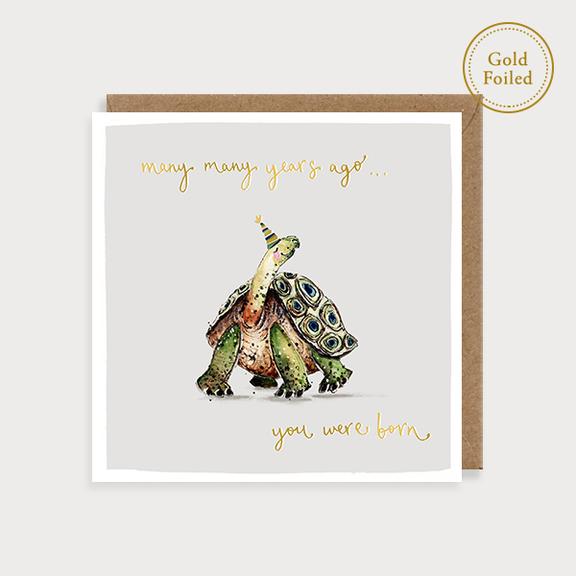 Watercolour Many Years Ago You Were Born Tortoise Birthday Card