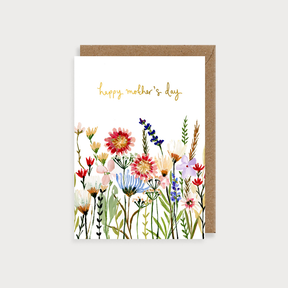 Watercolour Mother's Day Flower Meadow Card