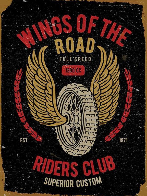 Vintage Small Sign Wings Of The Road