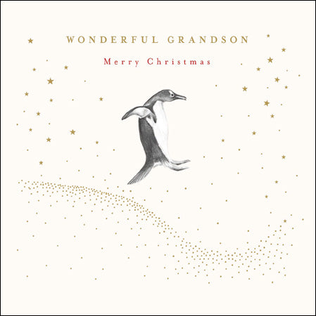 Wonderful Grandson Merry Christmas Penguin Card
