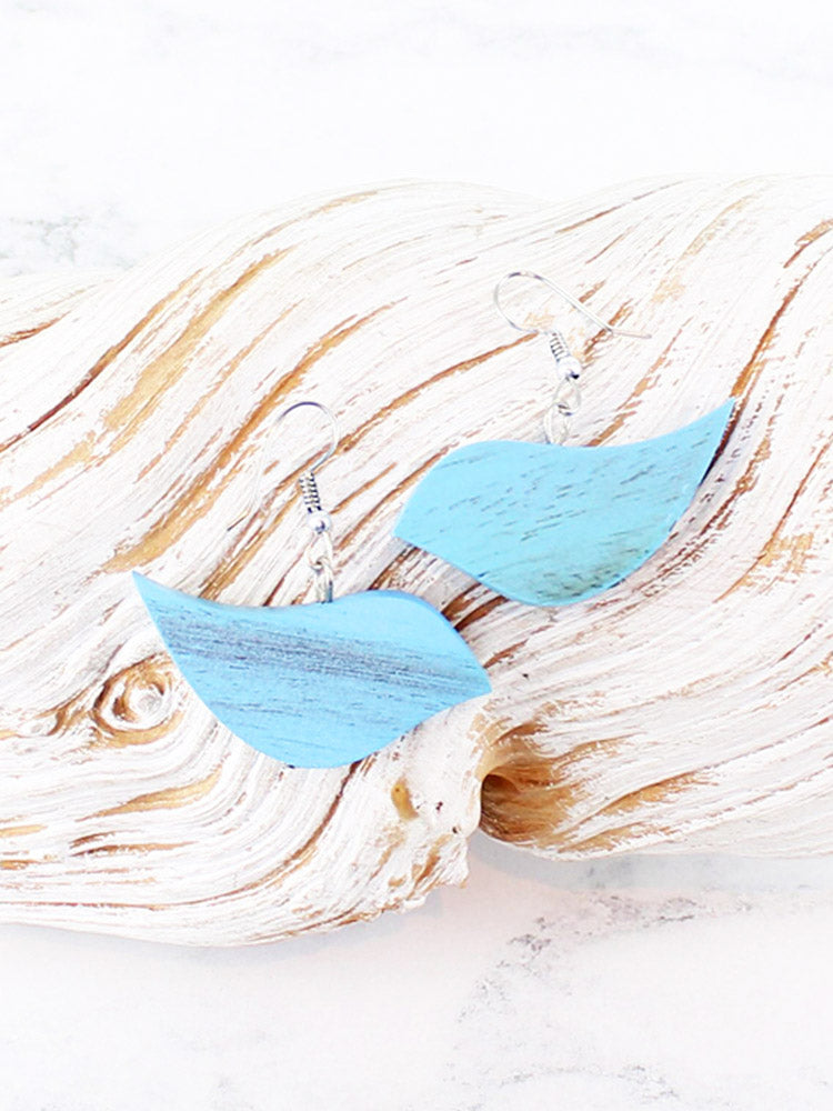 Suzie B Wooden Bird Earrings Blue