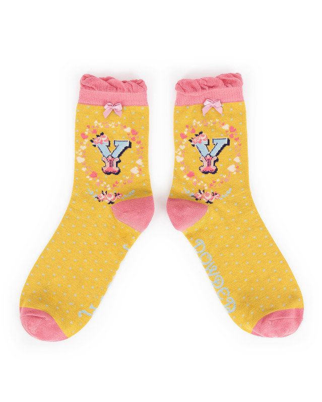 Powder Initial Socks Letter Y