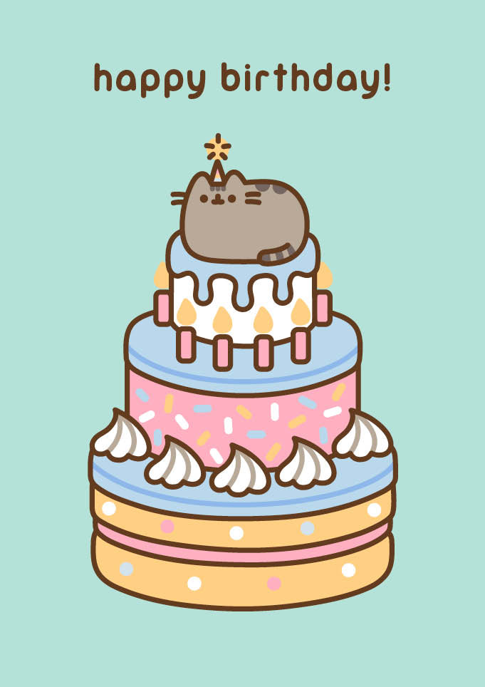 Pusheen Happy Birthday Cake Card