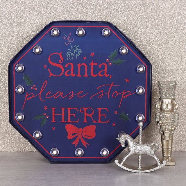 Santa Please Stop Here LED Sign