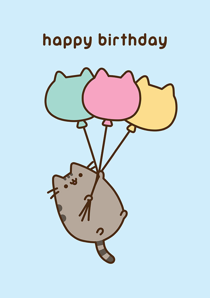 Pusheen Happy Birthday Balloons Card